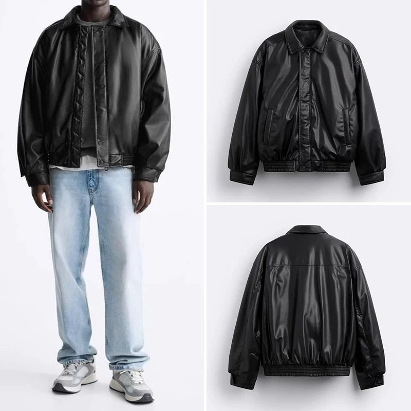 Faux Leather Padded Biker Jacket