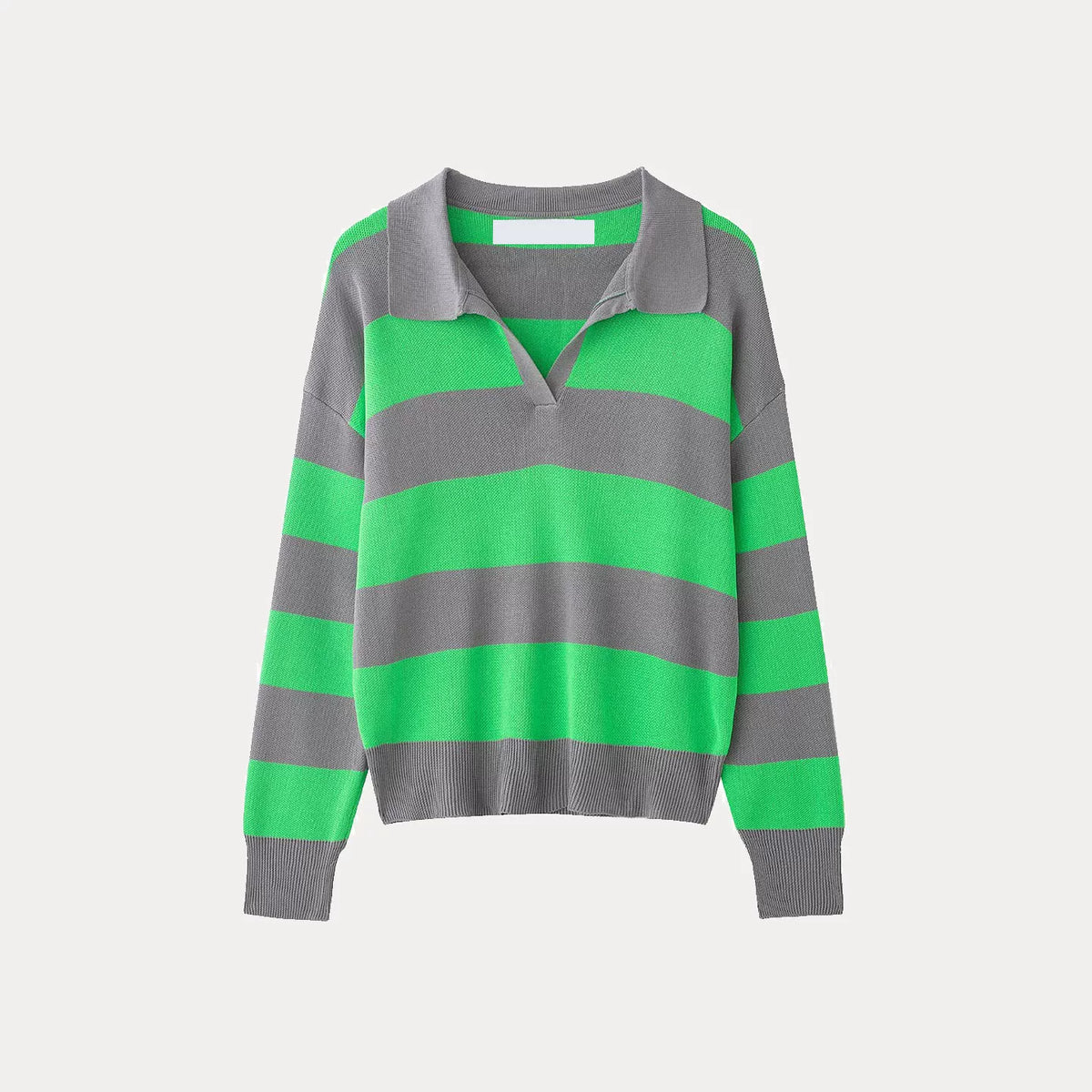 Long-Sleeve Striped Knit Polo