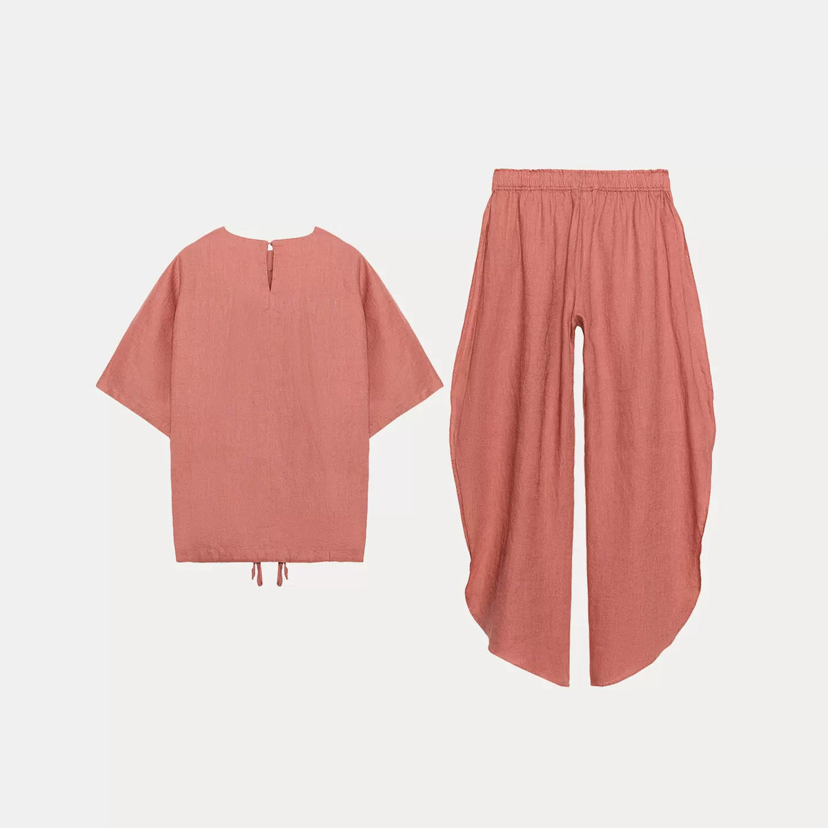 Tie-Front Top and Split-Hem Trousers Set