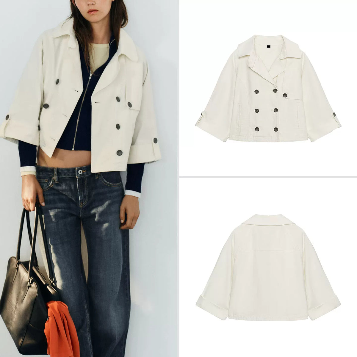 Adjustable-Sleeve Button Jacket