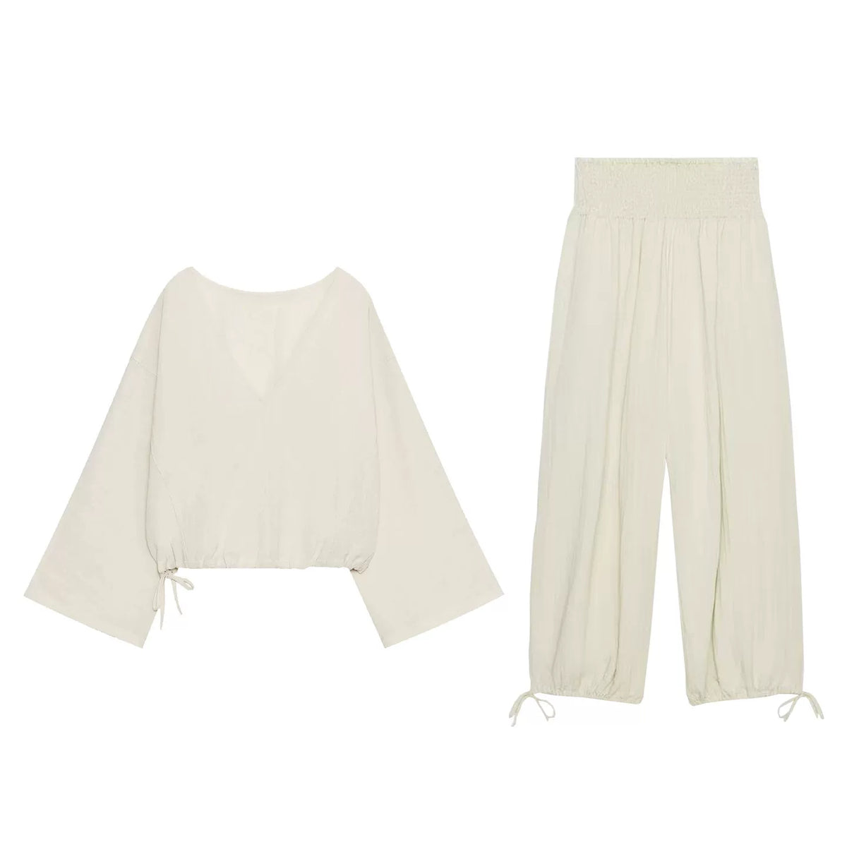 Layered Crew Top and Long Trousers Set