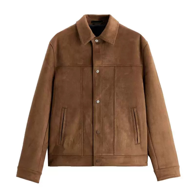 Suede-Effect Single-Breasted Jacket