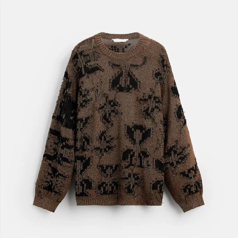 Glossy Open-Knit Sweater