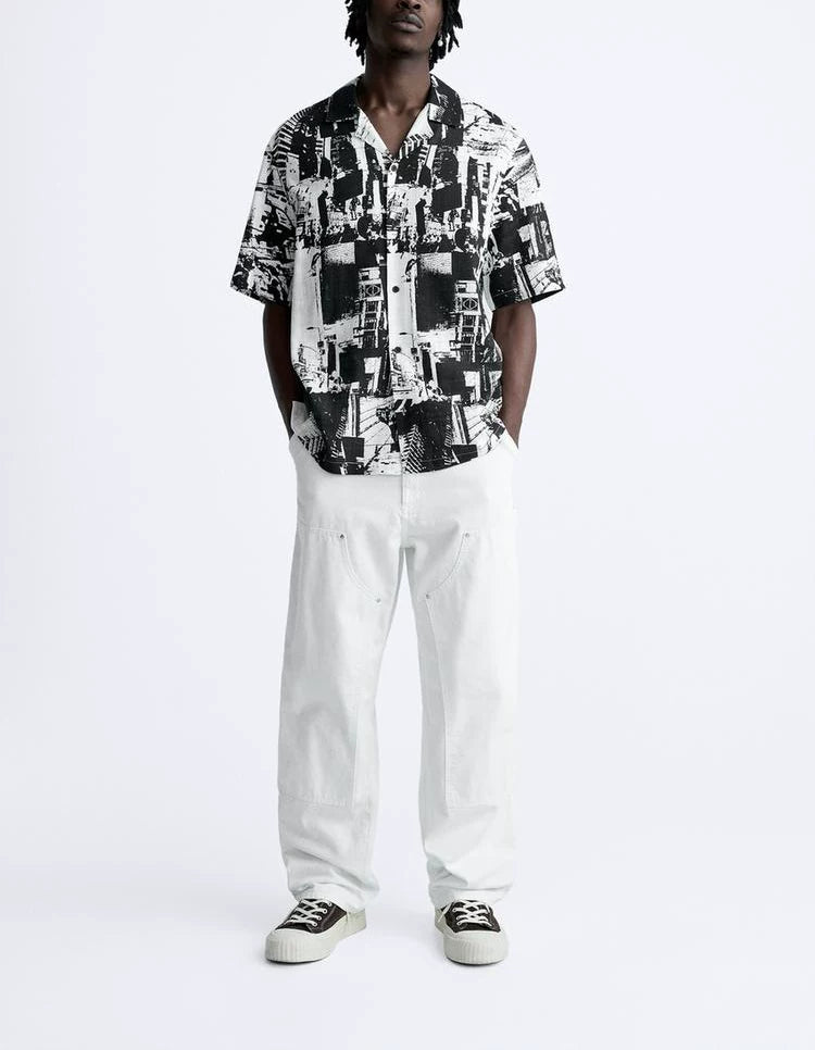 Abstract Print Short-Sleeve Shirt