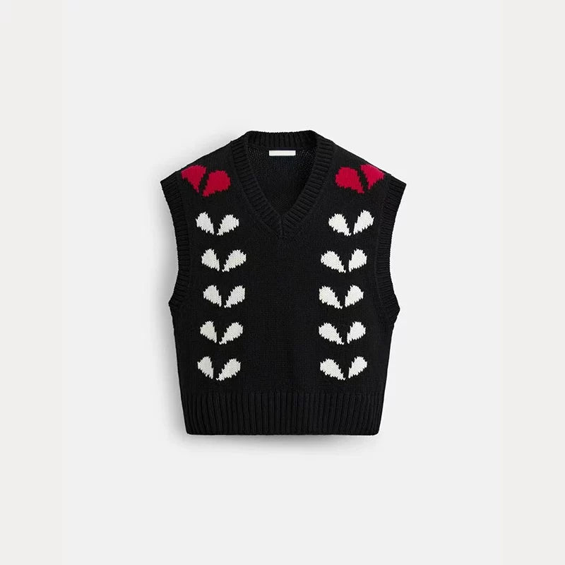 Heart Jacquard Knit Vest