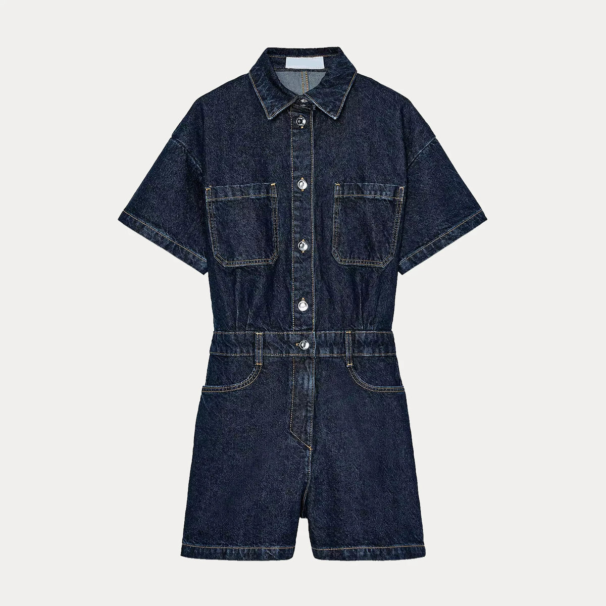 Denim Short-Leg Jumpsuit