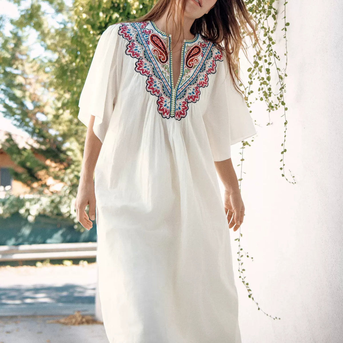 Embroidered Midi Dress