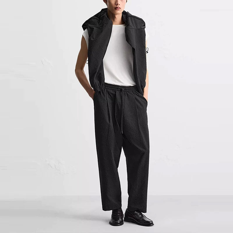 Seersucker Relaxed Trousers