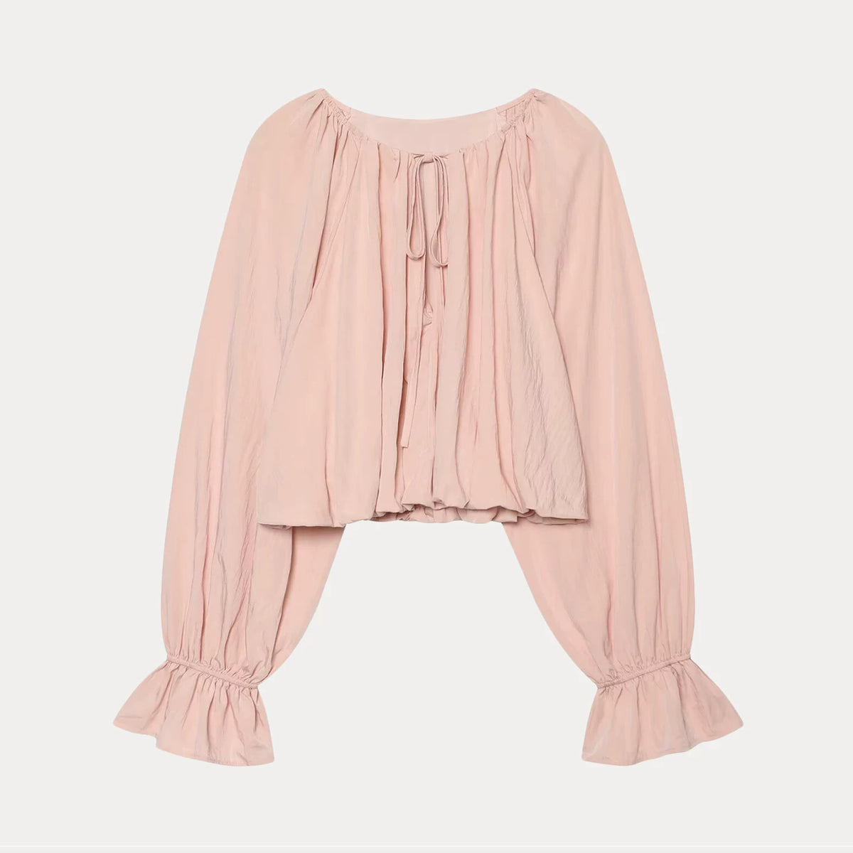 Lantern-Sleeve Tie Top