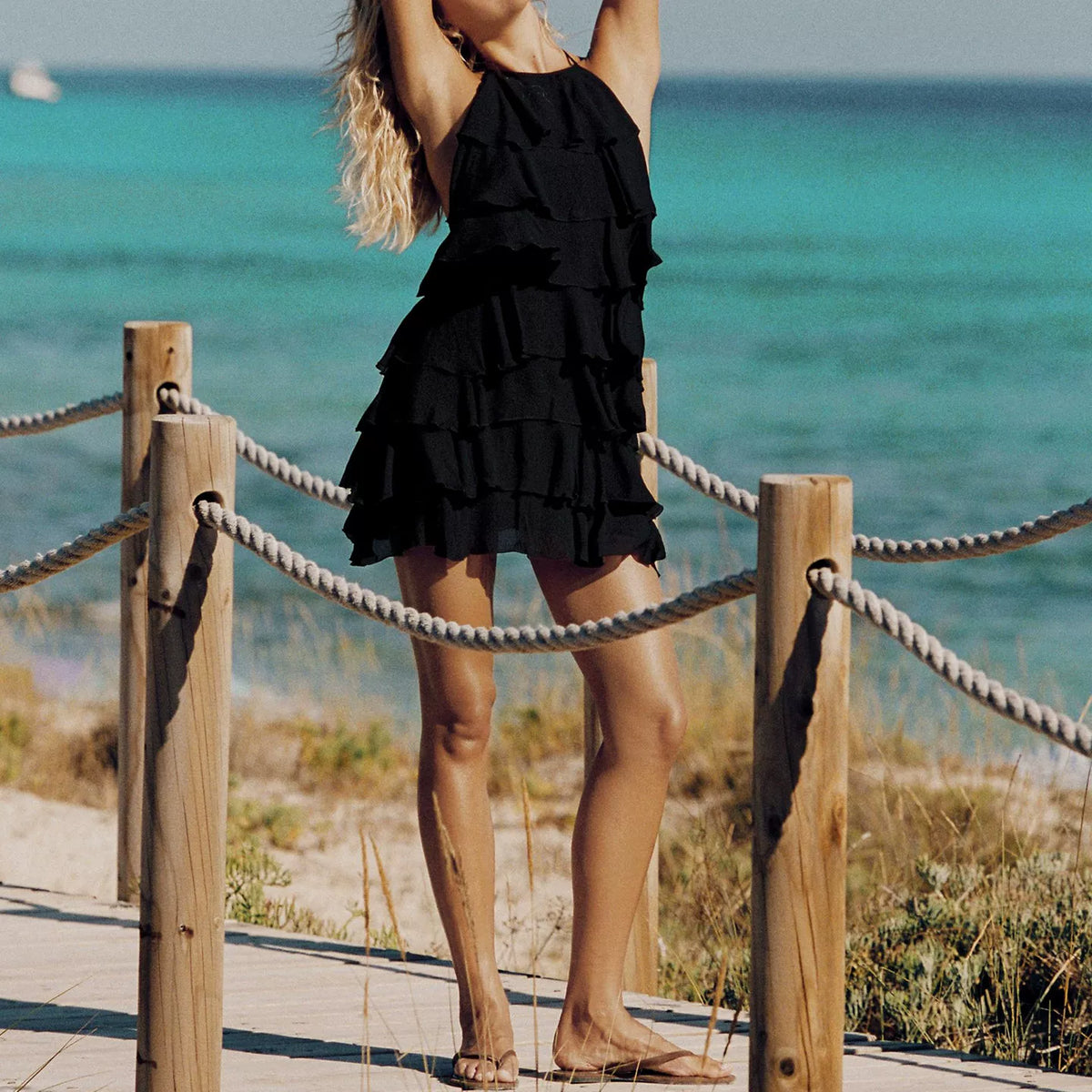 Halter Tiered Mini Dress