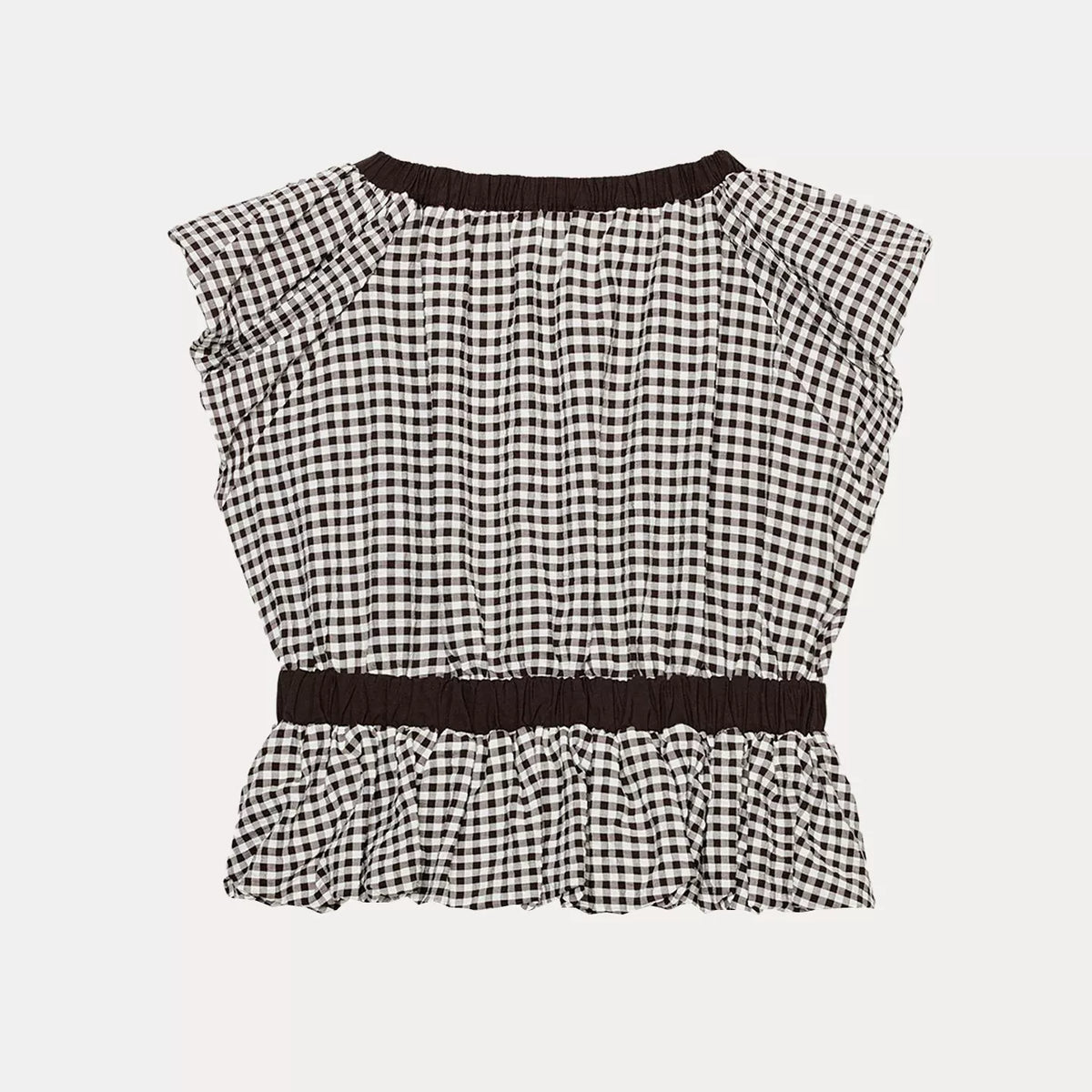 Check Balloon Shirt With Bow
