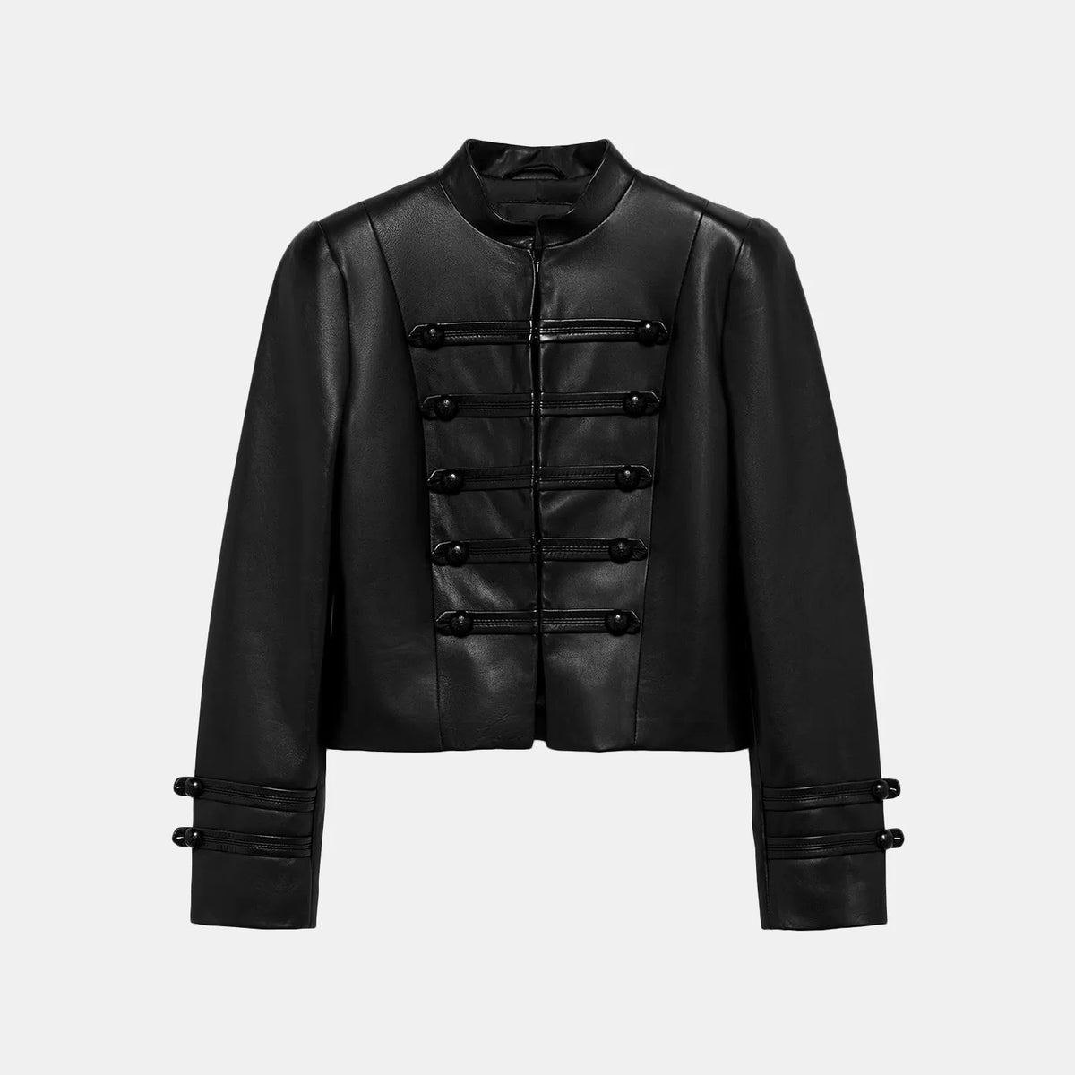 Stand-Collar Knot-Button Jacket