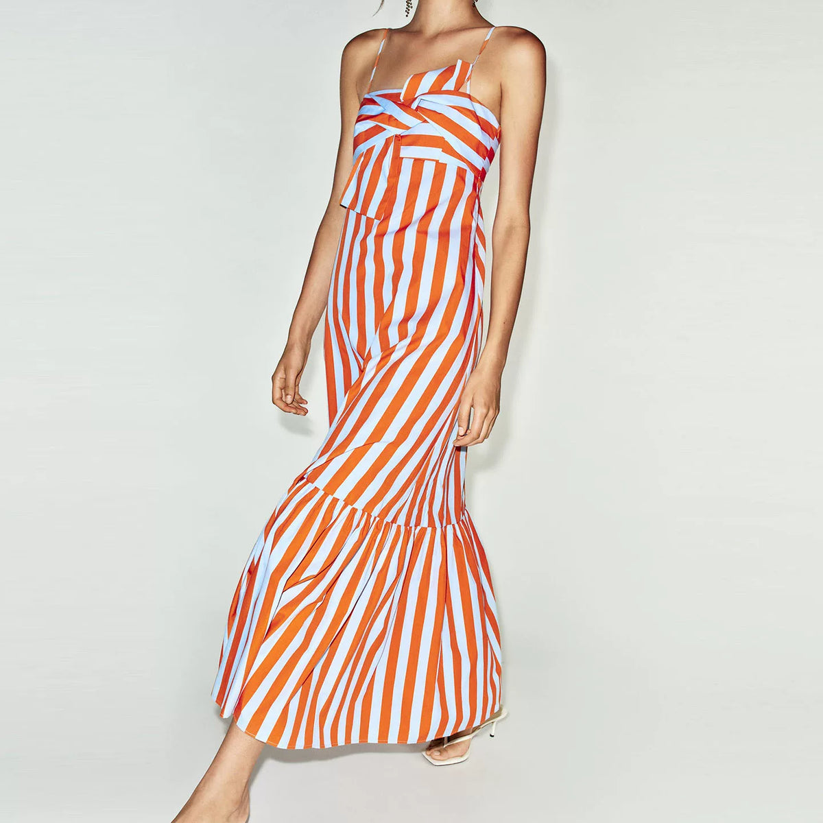 Striped Tiered Strap Dress