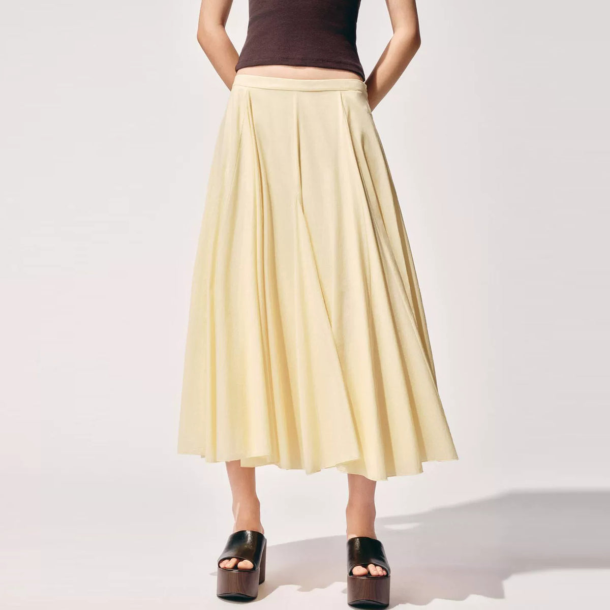 Wide-Hem Midi Skirt
