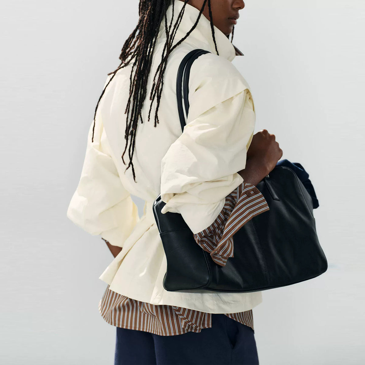 Belted Stand-Collar Blazer