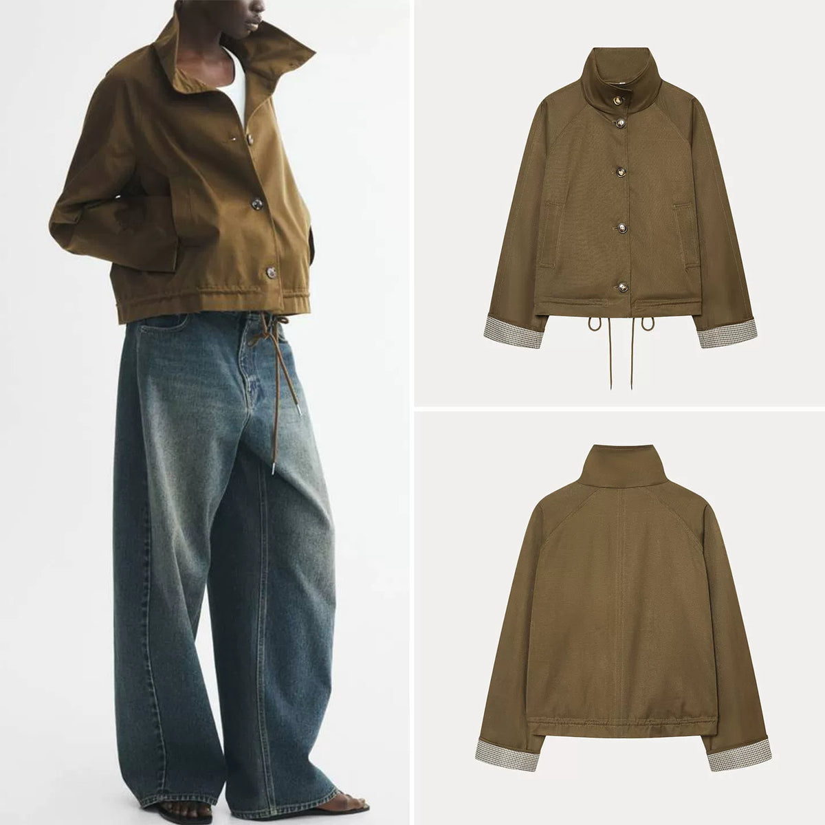 Twill Funnel-Neck Jacket