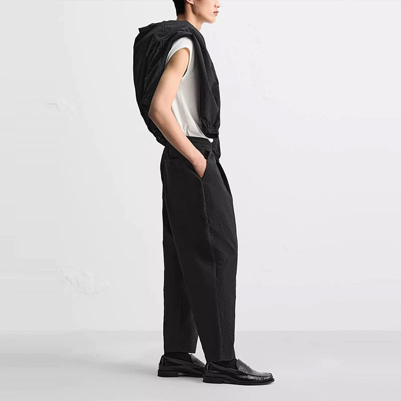 Seersucker Relaxed Trousers
