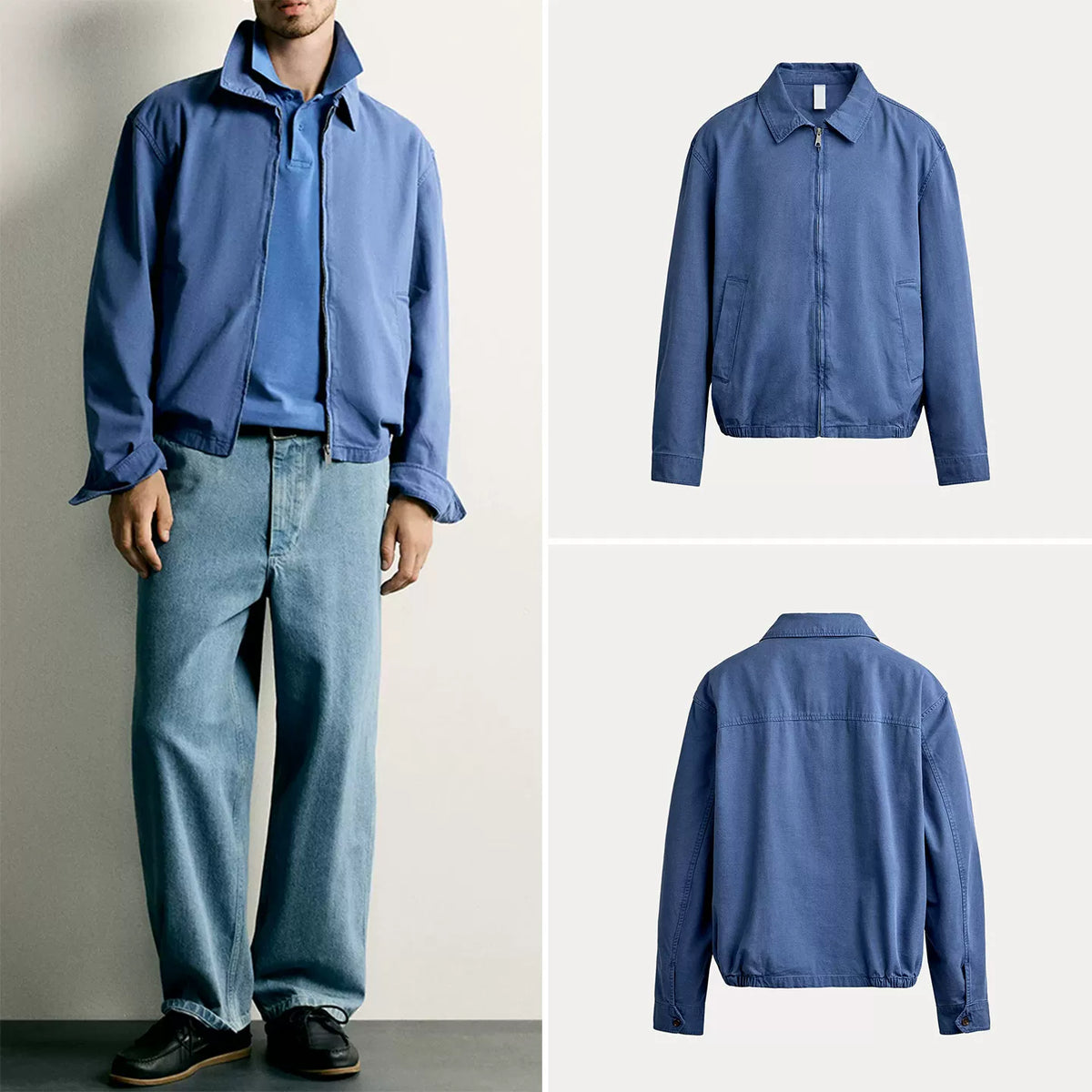 Washed Straight-Fit Collar Jacket