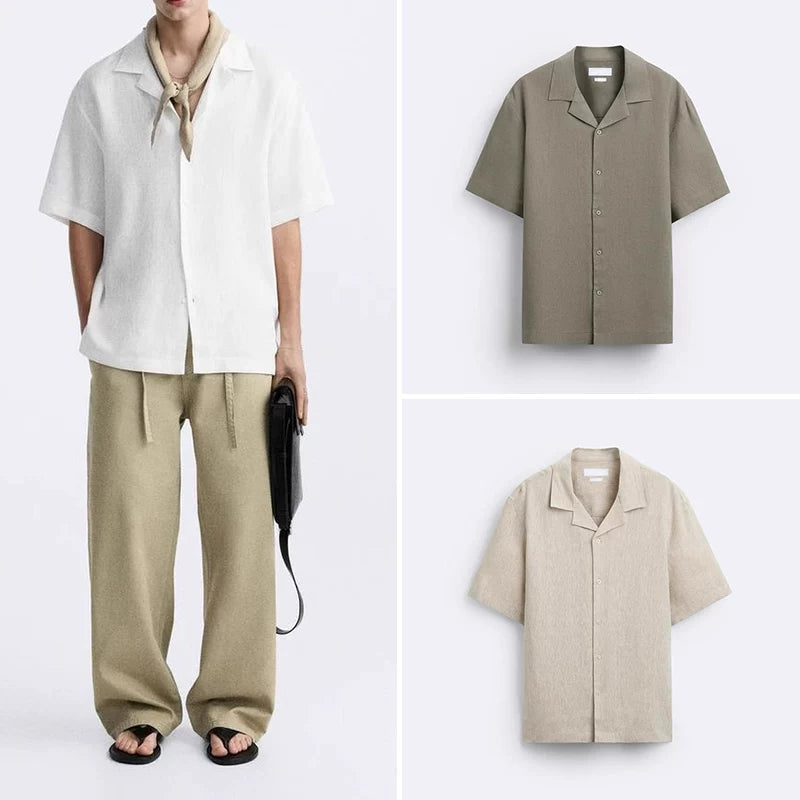 Bowling Collar Blend Short-Sleeve Shirt