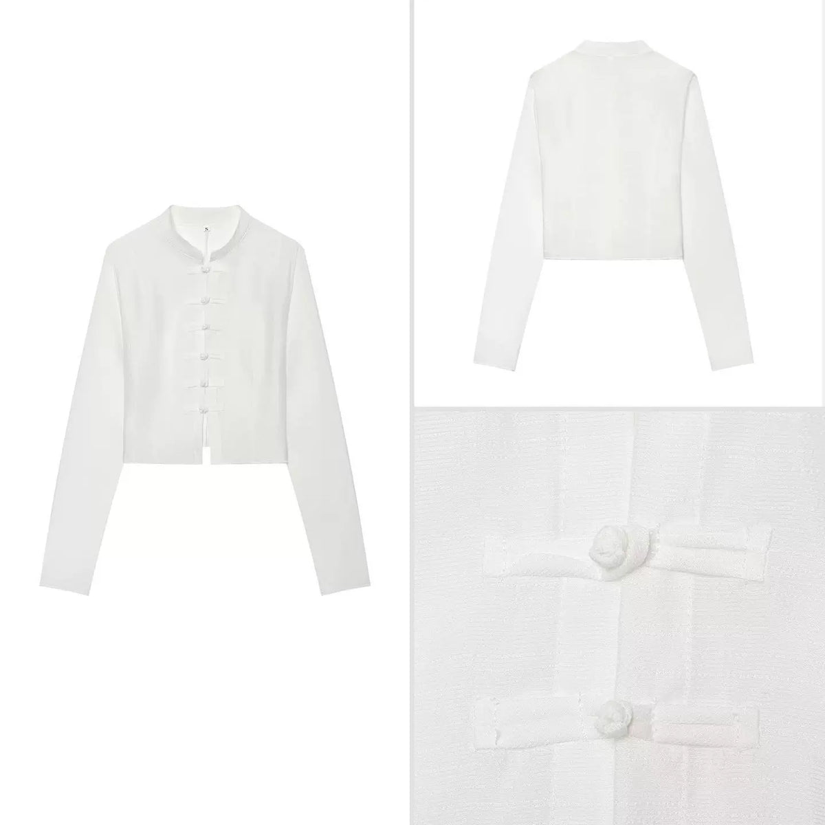 Mandarin Collar Frog-Button Top