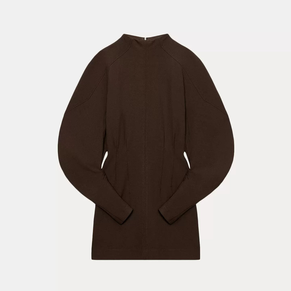 Half-Neck Puff-Sleeve Mini Dress