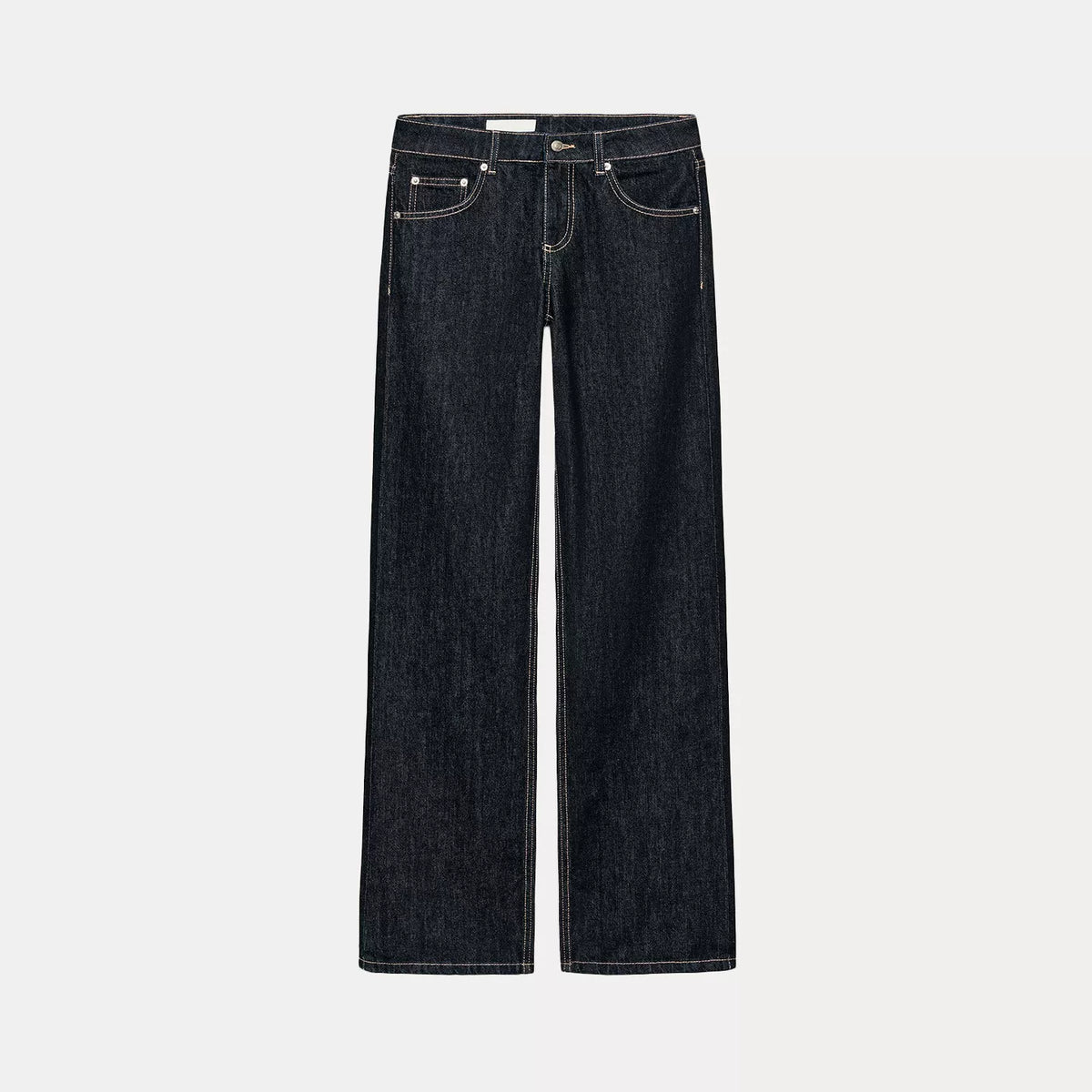 Denim Zip Shirt & Wide-Leg Trousers Set