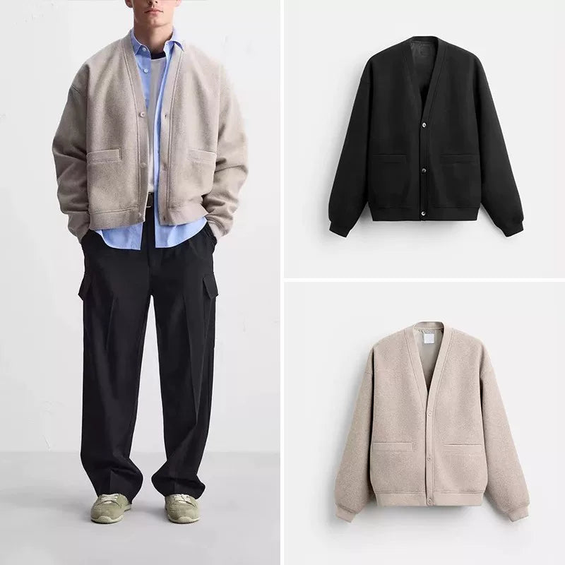 Single-Breasted V-Neck Knit Cardigan