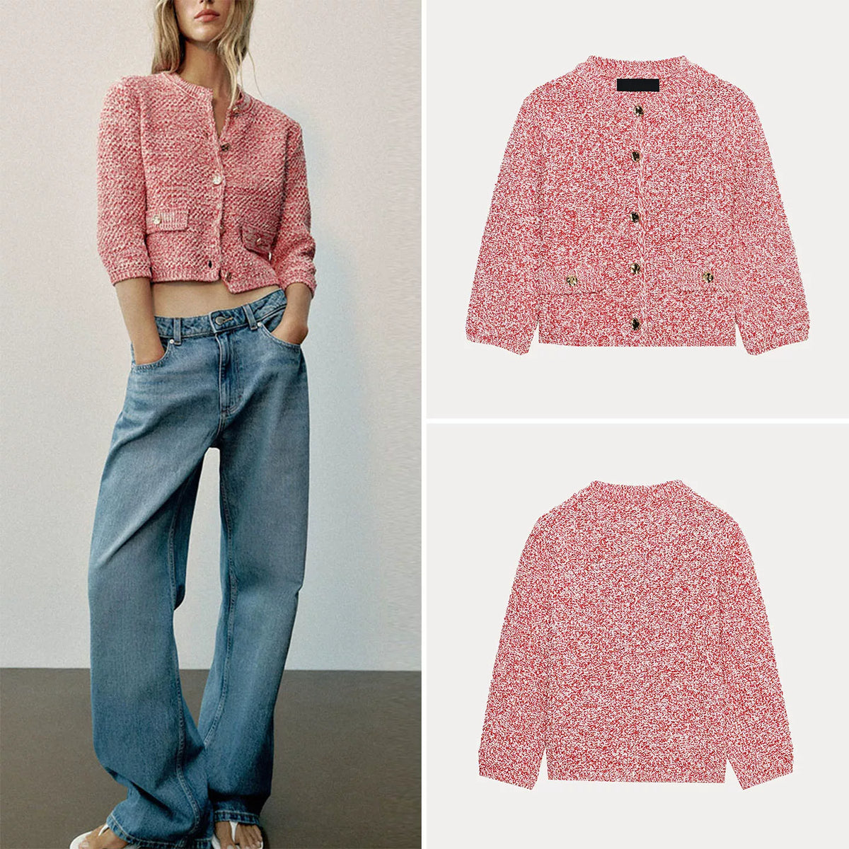 French Sleeve Knit Cardigan