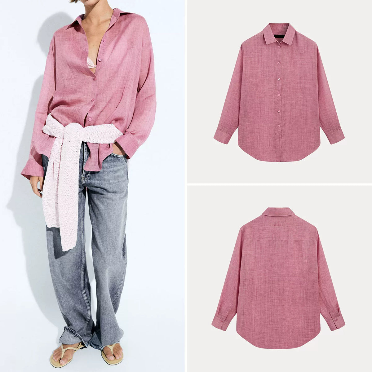 Oversized Collar Long-Sleeve Shirt