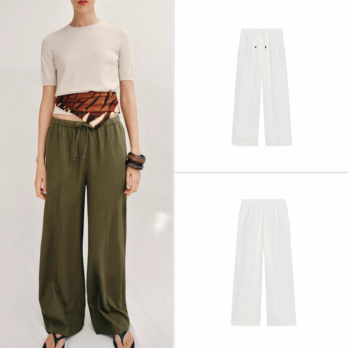 Mid-Rise Stretch Straight Trousers