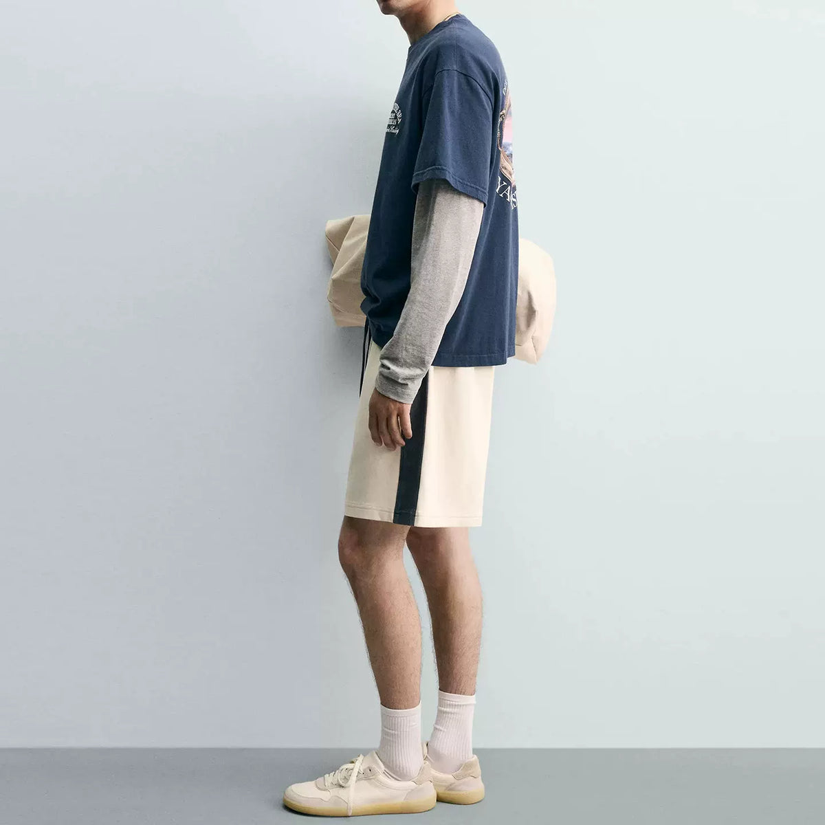 Striped Washed Jogger Shorts