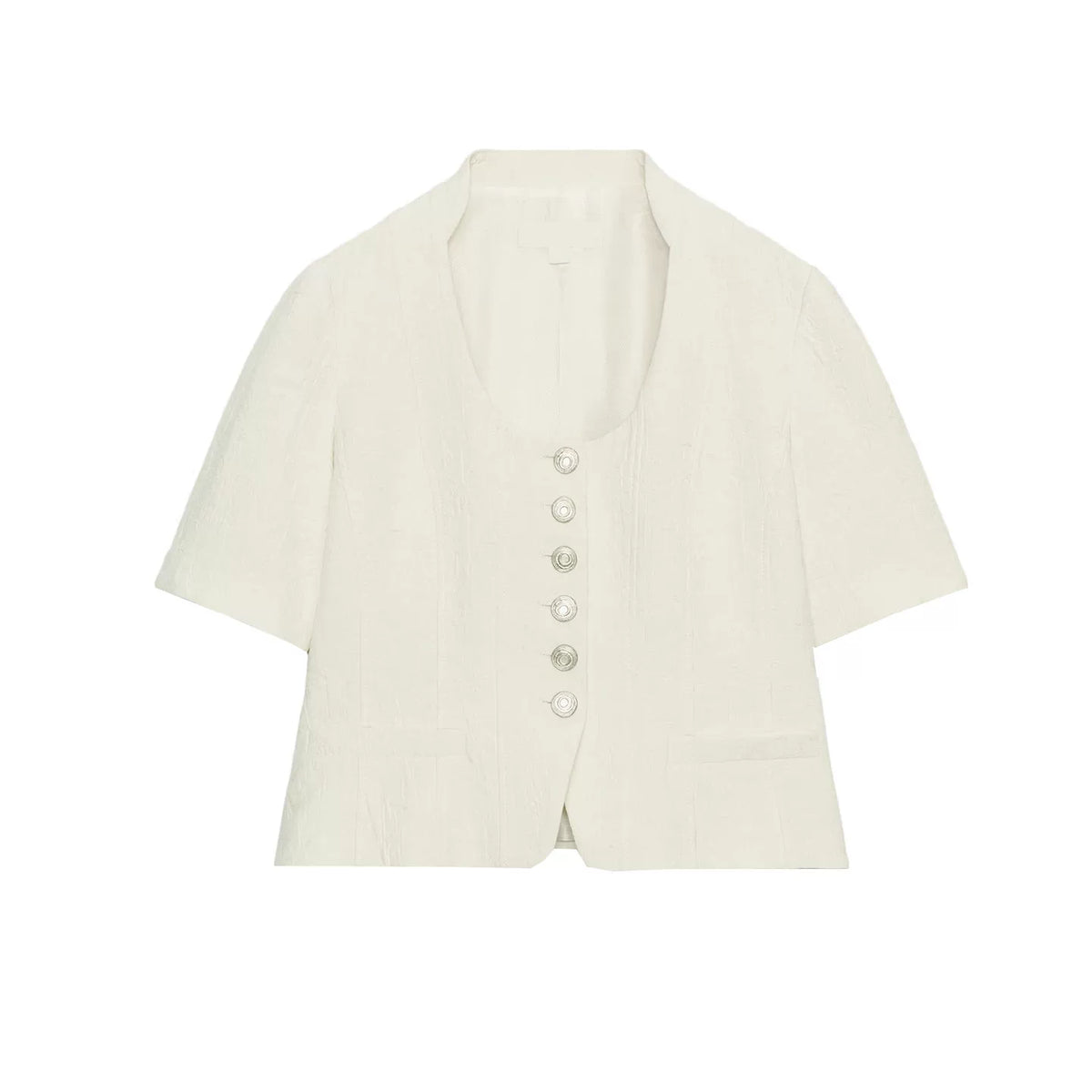 Jacquard Short-Sleeve Crew Jacket