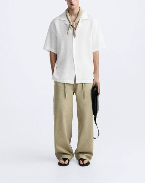Bowling Collar Blend Short-Sleeve Shirt