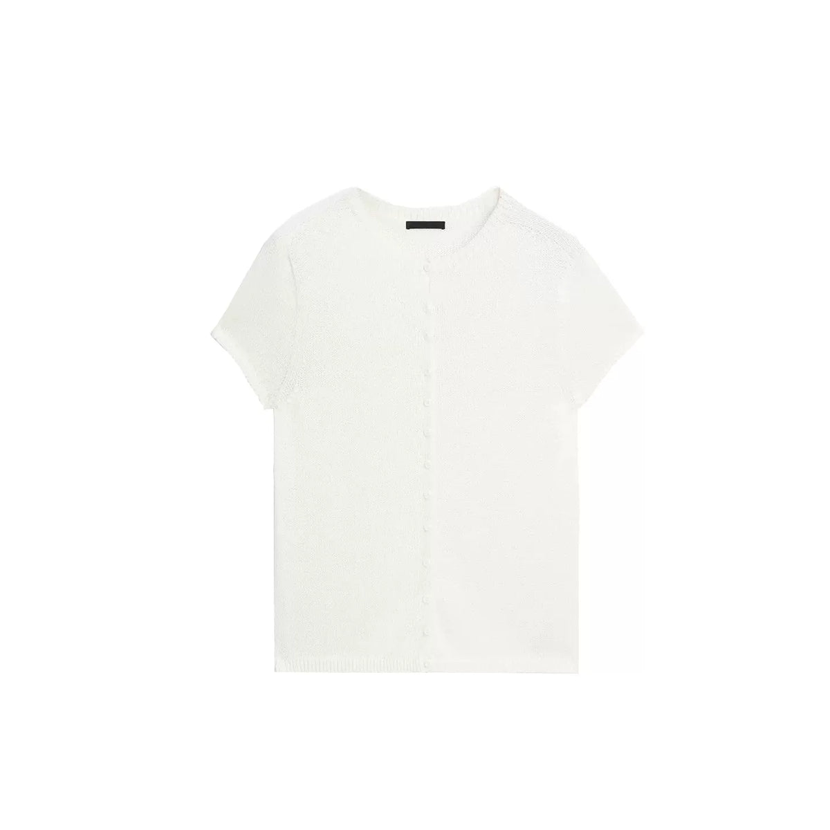 Button-Front Short-Sleeve Knit Top
