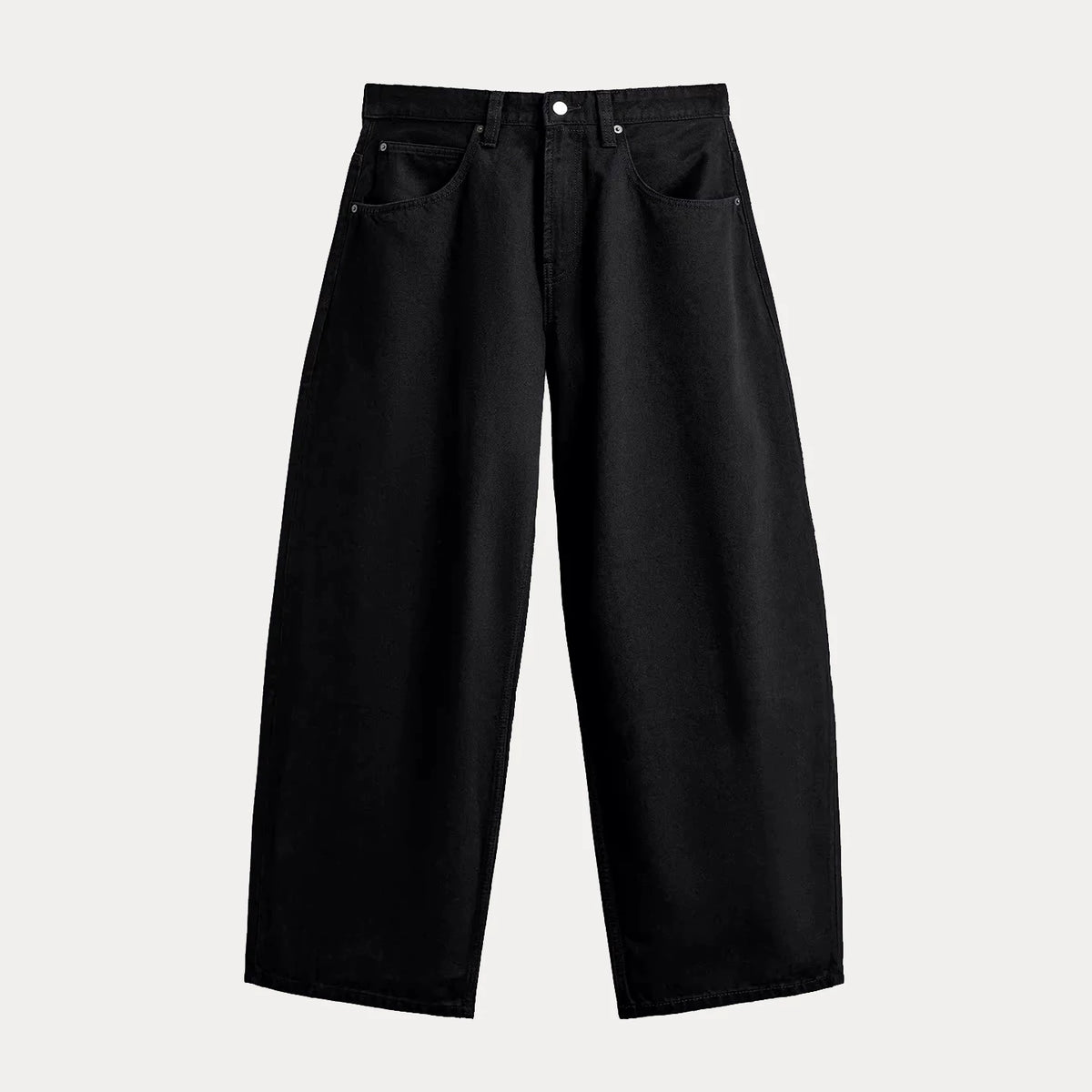 Washed Curved-Leg Denim Jeans
