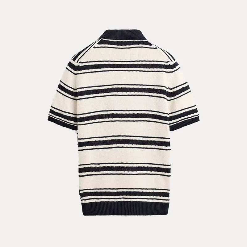 Striped Jacquard Knit Polo