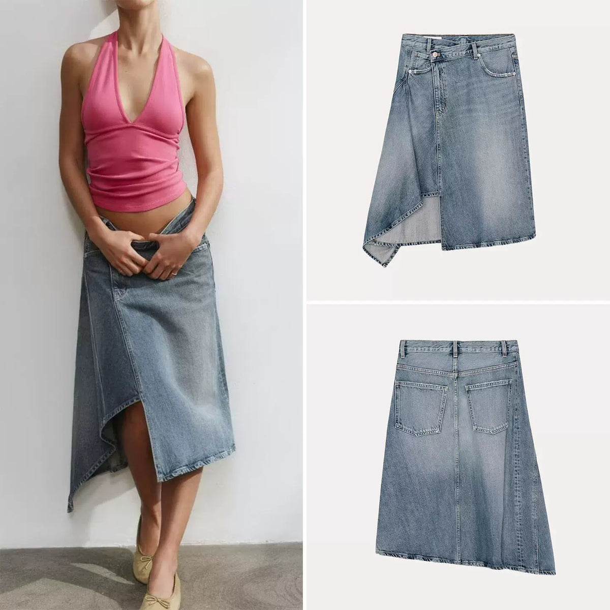Asymmetric Denim Skirt