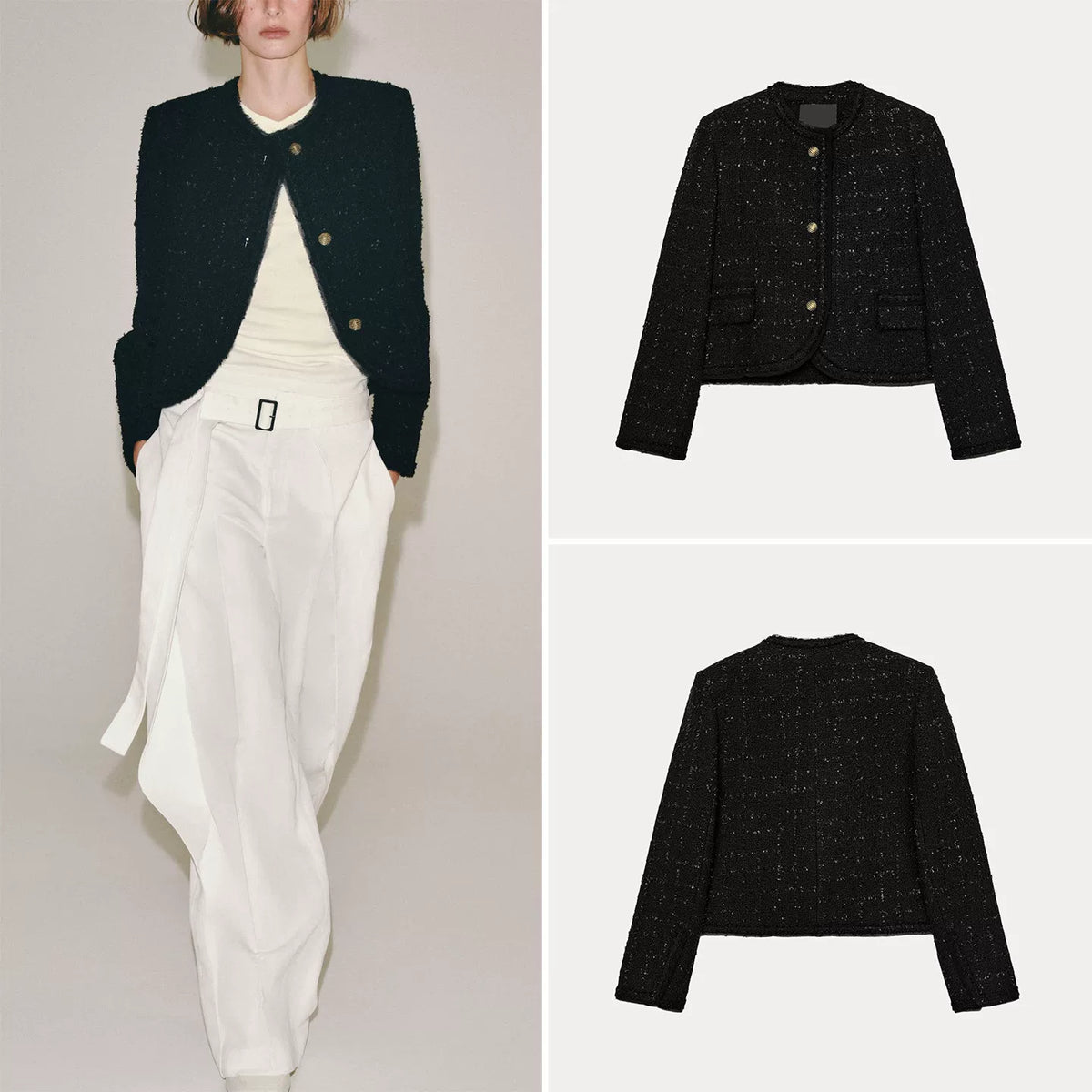 Crew Neck Button Jacket