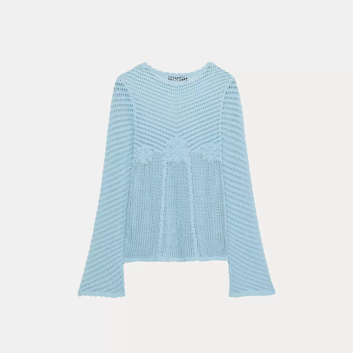 Open-Knit Bell Sleeve Sweater