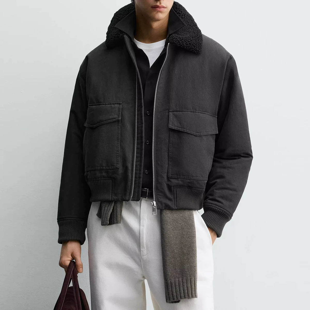 Paneled Collar Flight Jacket