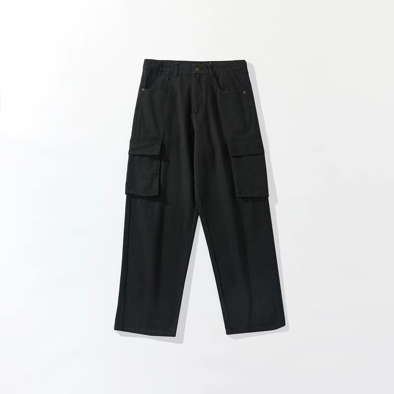 Heavy Twill Wide-Leg Cargo Trousers