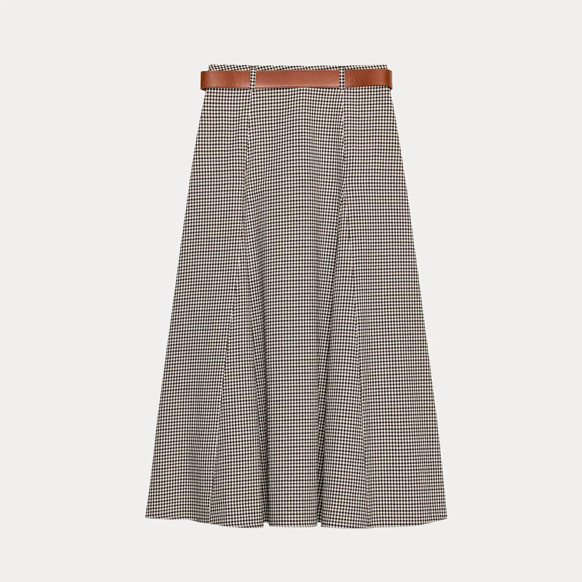 Belted Cape-Style Midi Skirt