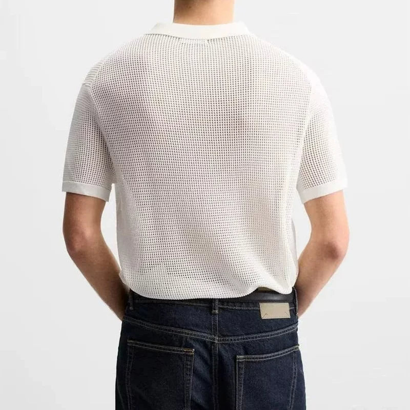 Open-Knit Polo Shirt