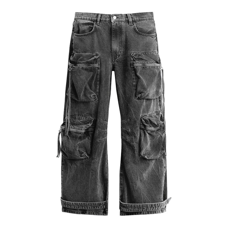 Wide-Leg Utility Pocket Jeans