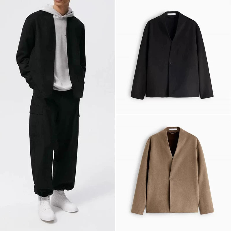 Suede-Effect Blazer Jacket