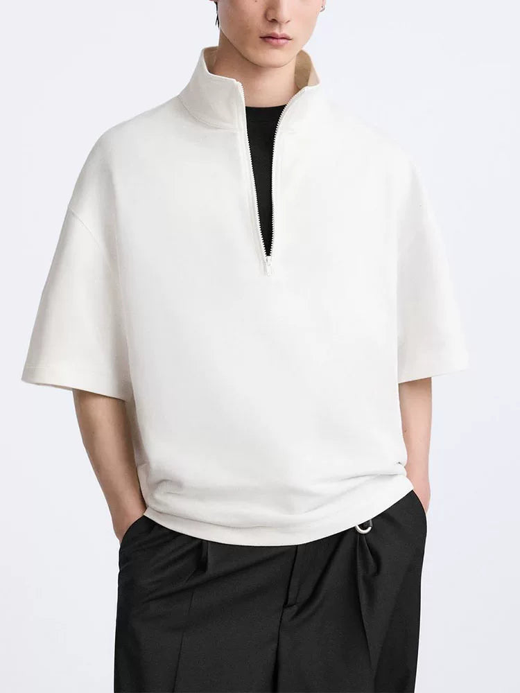 Boxy Half-Zip Funnel Neck Sweatshirt