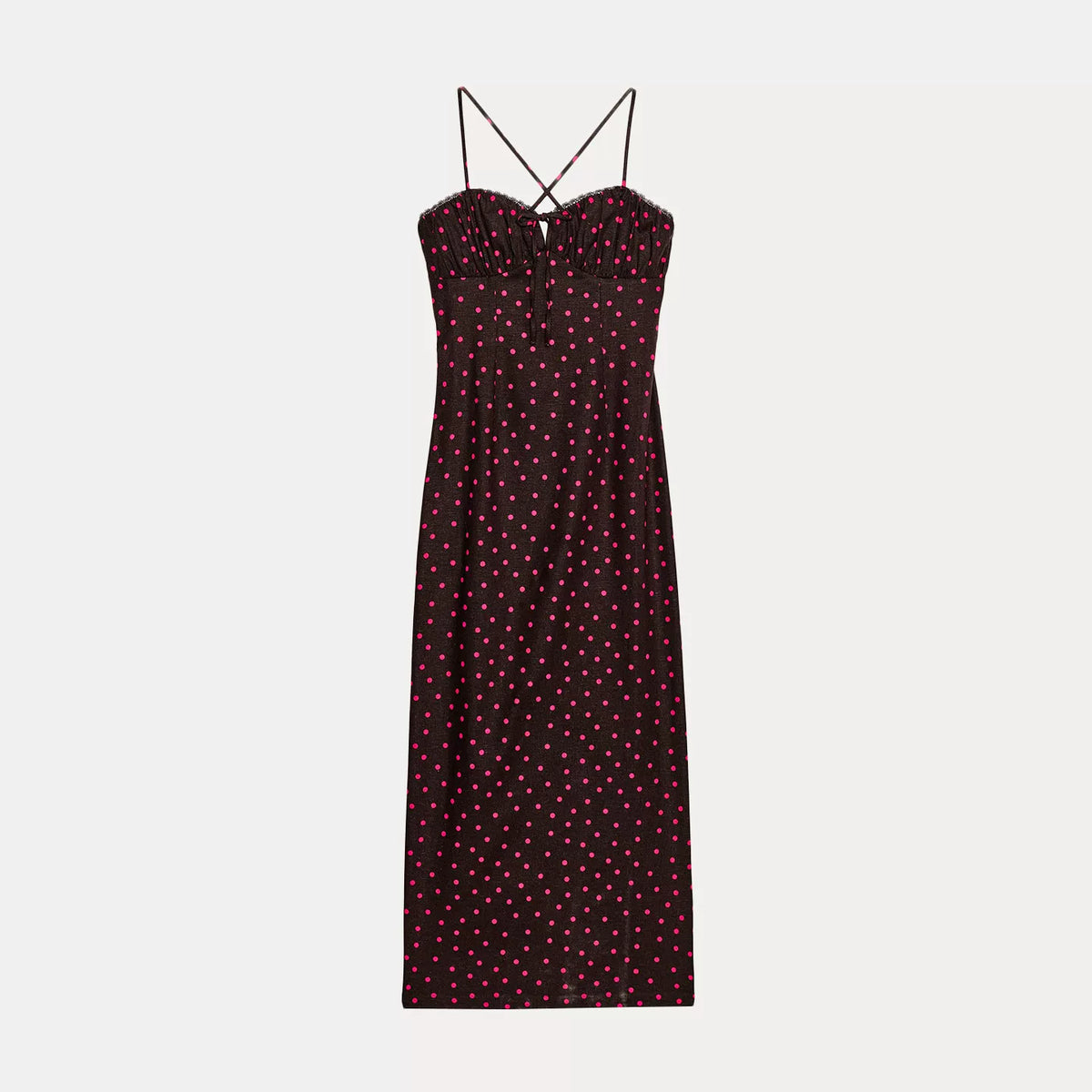 Polka Dot V-Neck Midi Dress