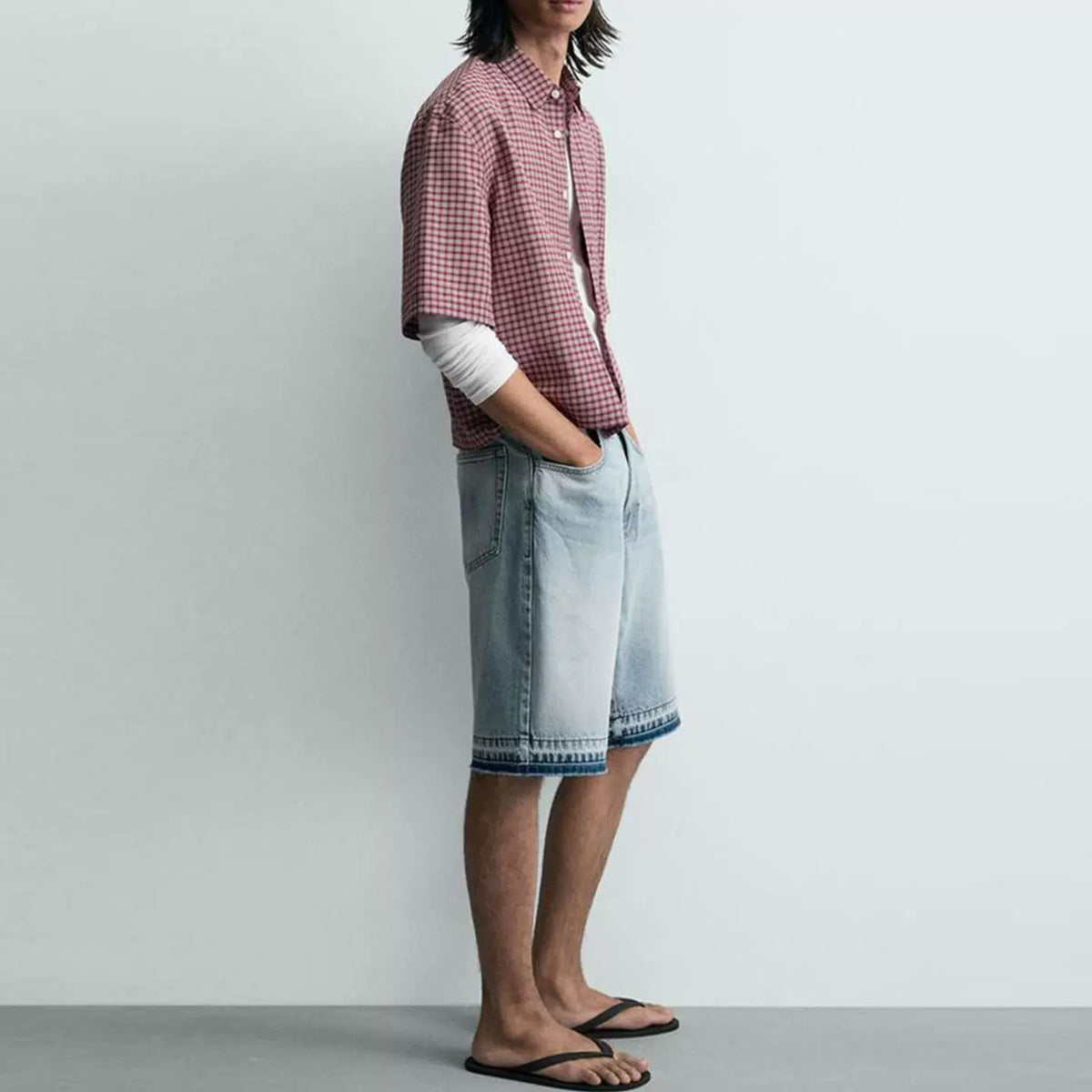 Washed Denim Relaxed Shorts