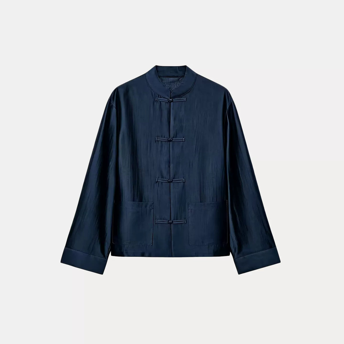 Knot-Button Round Neck Blouse