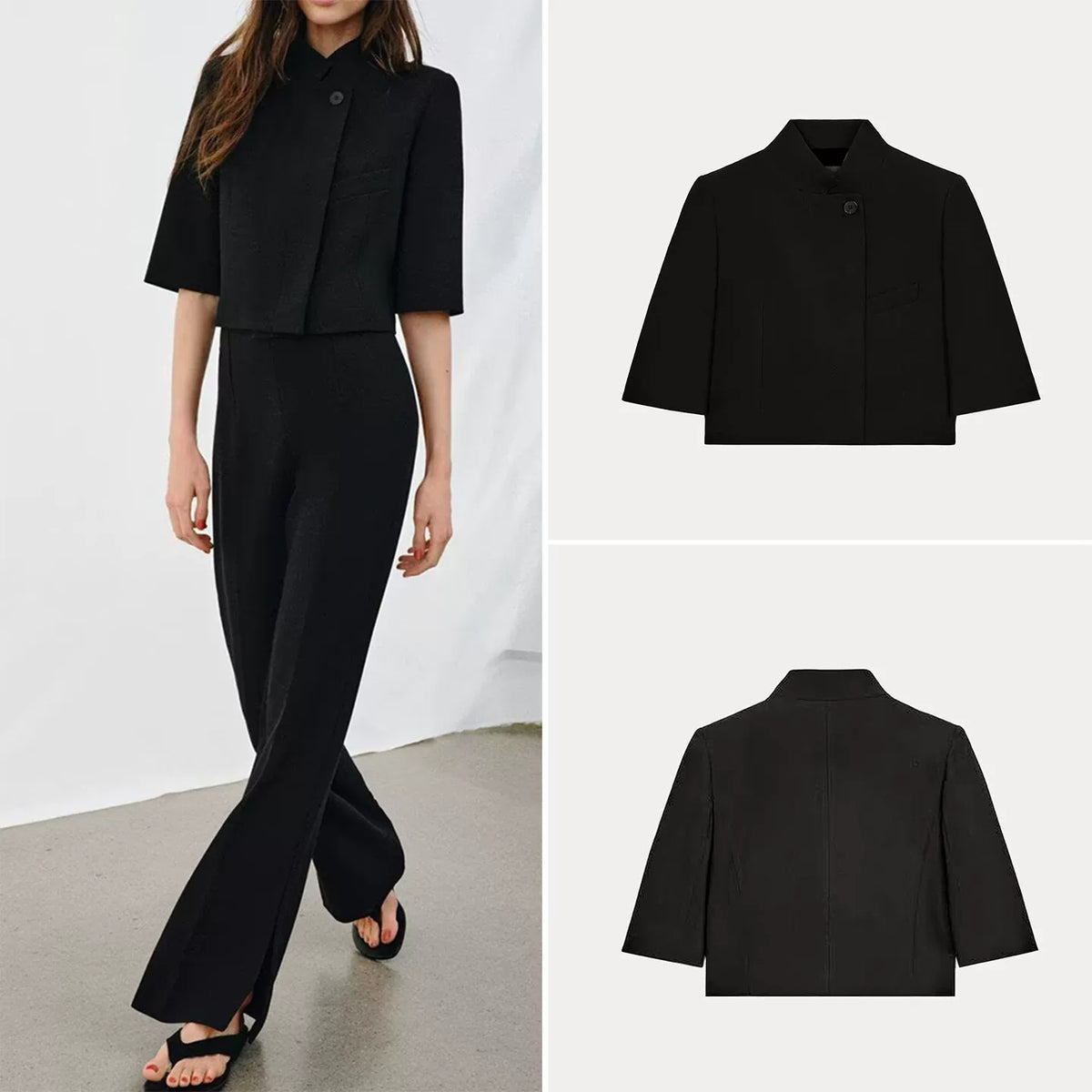 Short-Sleeve Cropped Blazer